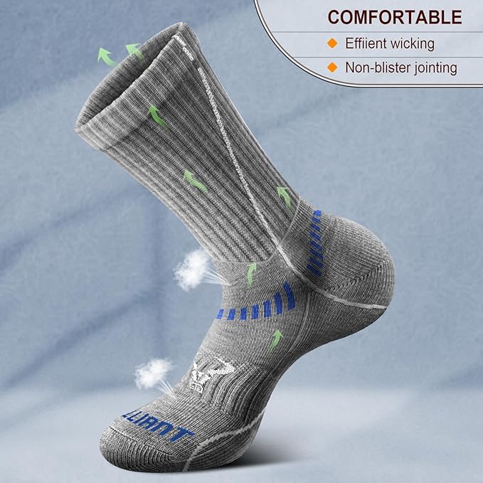 BULLIANT Compression Socks for Men 6Pairs, Athletic Crew Socks Cushioned For - Image 5