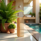 1pc Wood color Natural Bamboo Wide Tooth Comb Detangling Combs Anti-Static Curly Hair For Women Men Smoothing Massaging Home Salon Use Bamboo Hair Brushes For Women Styling Tools and Appliances