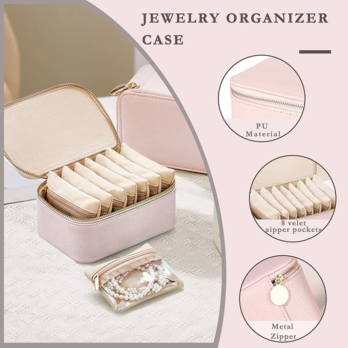 Jewelry Box Organizer for Women, Small Travel Jewelry Case, Mini Travel Jewelry - Image 4
