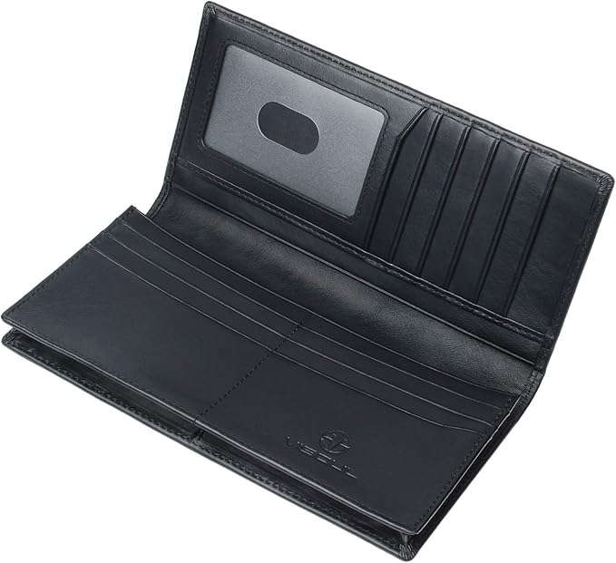 VISOUL Mens Leather Long Checkbook Bifold Wallets - Image 2