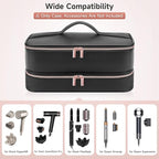 Travel Hair Dryer Case for Shark Flexstyle, Double-Layer Carrying Case for Shark Flex Style Blow Dryer, Portable Hair Tools Storage Organizer Bag for Shark Beauty Hairdryer Attchments(Black Rose Gold)