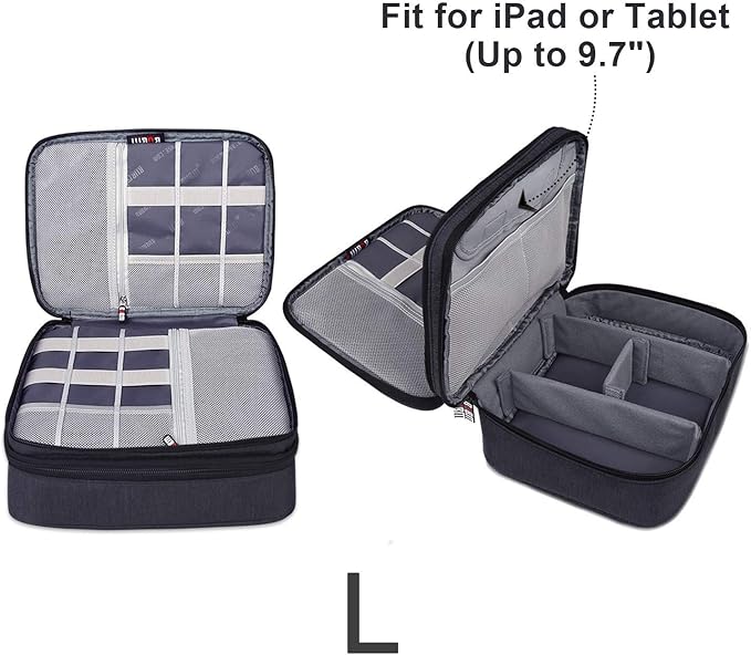 BUBM 3pcs Double Layer Electronic Organizer, Travel Gadgets Bag - Image 3