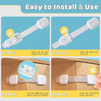 4our Kiddies 10 Pack Baby Proof Cabinet Latches, Childproof Drawer Latches - Image 6