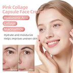 Pink Collage Capsule Face Cream,Moisturizer Capsule Facial Cream,Hydrating Night Face Cream Skincare 4.9 OZ