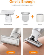 New 2 in 1 Body & Nose Hair Trimmer - Electric Beard Razor for Men, All-in-One Groomer with Magnetic Nose Hair Head, Waterproof Wet/Dry Use, Groin/Ball Shaver, USB-C Fast Charging,White(Solo)
