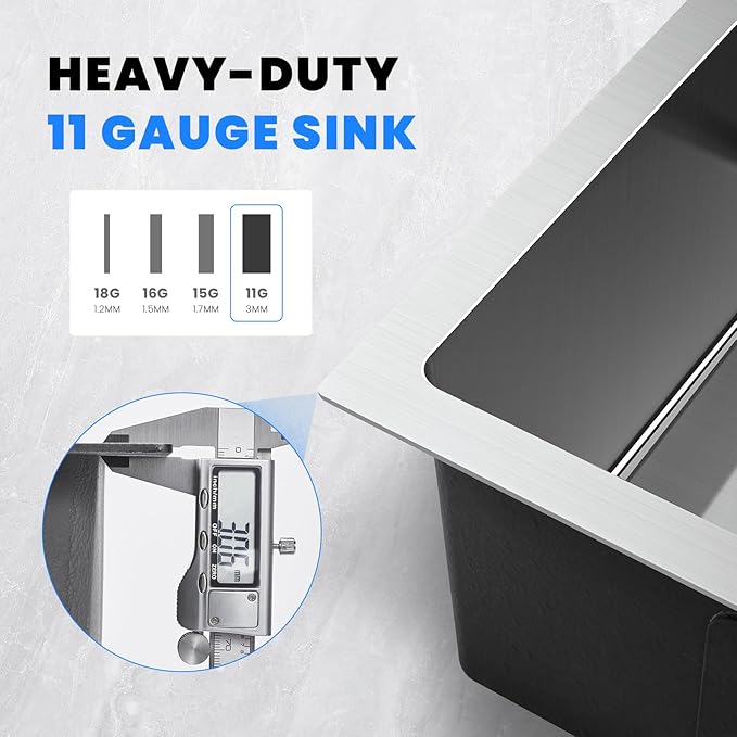 POPFLY 15×15 Inch Undermount Wet Bar Sink, 18 Gauge 304 Stainless Steel Kitchen - Image 4
