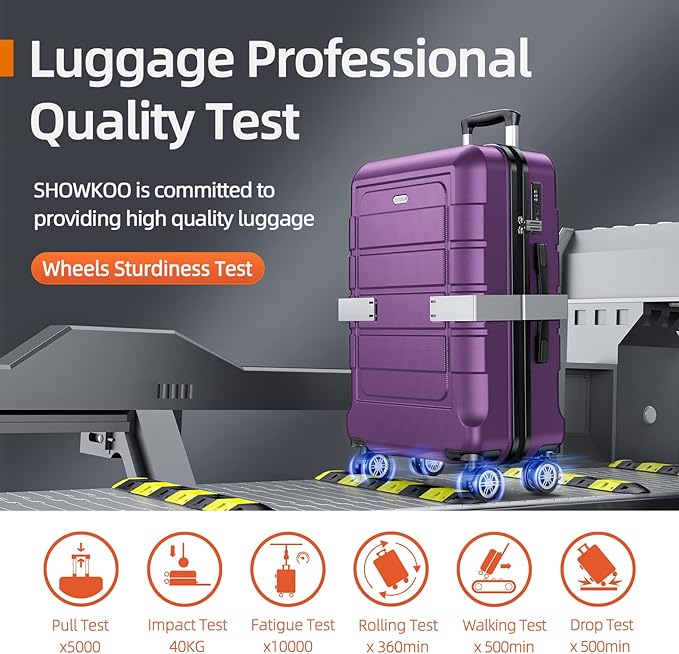 SHOWKOO Luggage Sets Expandable PC+ABS Durable Suitcase Sets Double Wheels TSA - Image 8