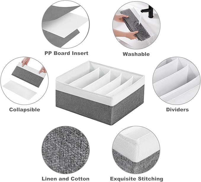 Jeans Drawer Organizers for Clothing, 5 Grids Compartment Wardrobe clothes - Image 5