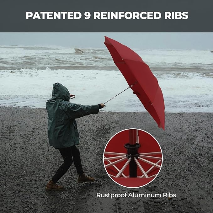 Compact Inverted Travel Umbrella, Automatic Open Close, 9-Rib 46 Inch Windproof - Image 3