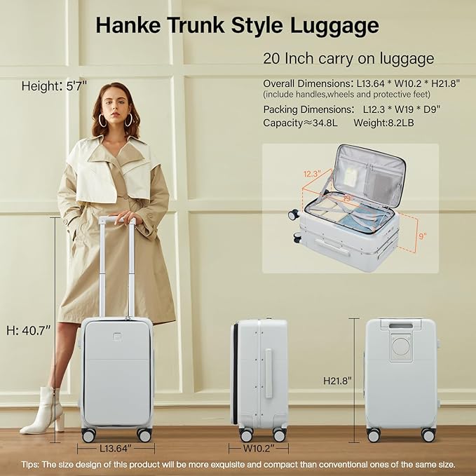Hanke 20 Inch Carry On Luggage - Image 2