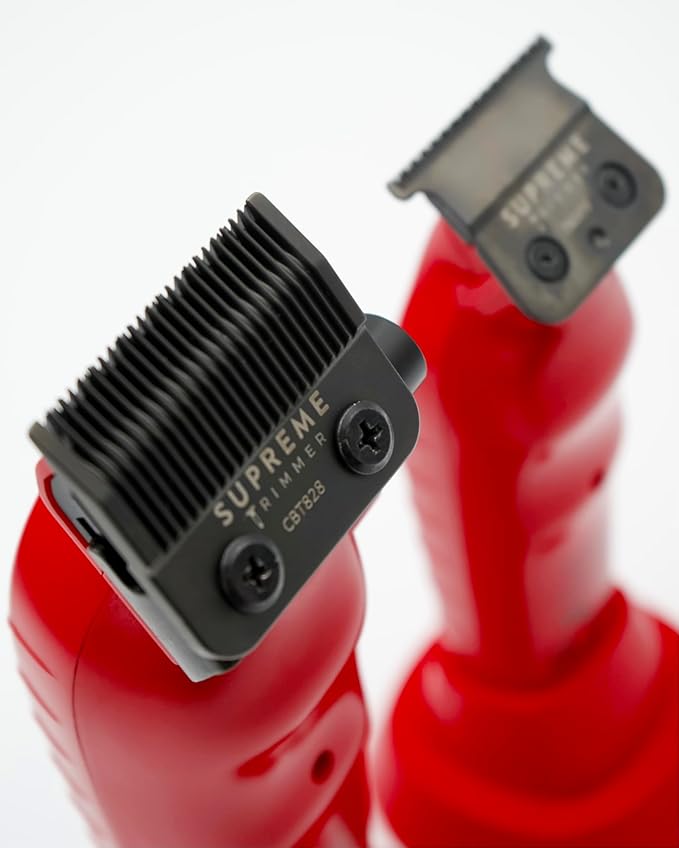 Supreme Trimmer 2-in-1 Vader Clipper & Trimmer Kit | Cordless Beard Trimmer & Mens Clippers Set for Barbers or Home | with DLC Coated Blades | Red