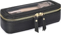 PACKISM Slim Clear Makeup Brush Bag, Pebbled Texture & Hard PU Leather Small by Packism