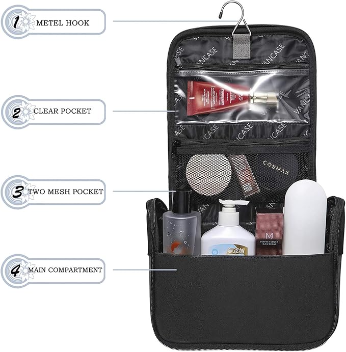Hanging Toiletry Bag for Men VANCASE Vintage Leather Shaving Dopp Kit Medium - Image 3