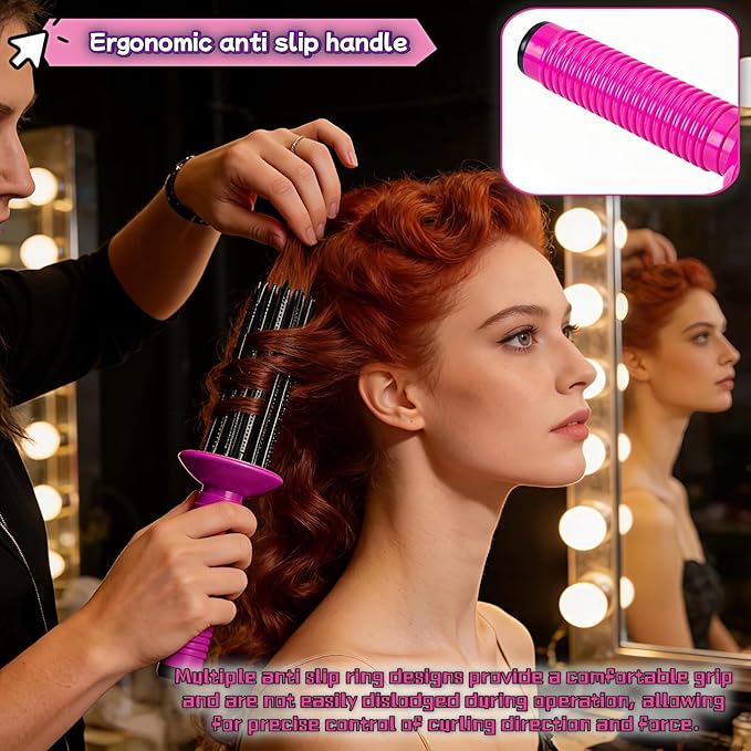 Volumizing Hair Brush, Heat Resistant Curling & Blowout Brush with 17 Anti-Slip Teeth for Smooth, Bouncy Curls - Salon Quality at Home, Gentle on All Hair Types