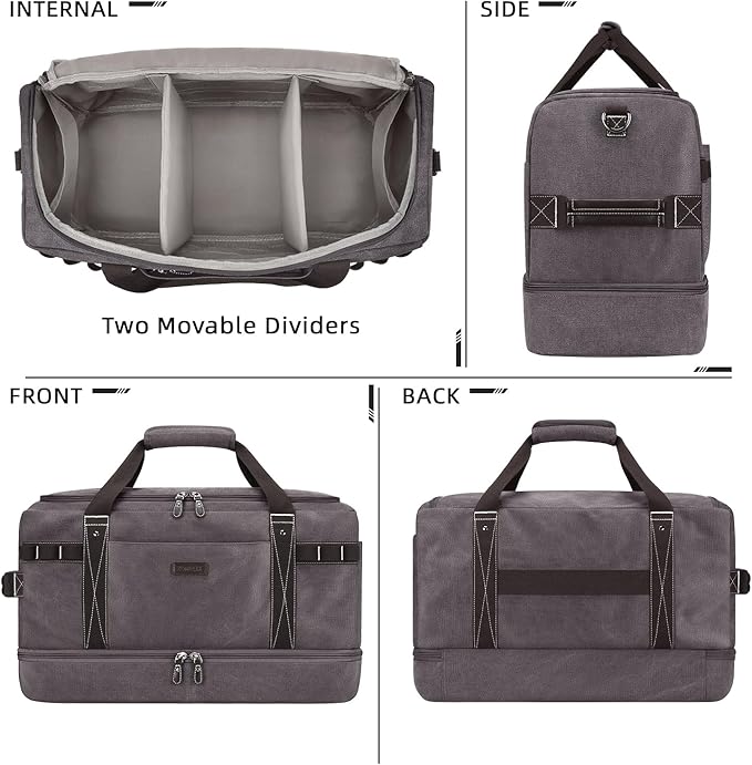 ZOMFELT Travel Duffle Bag for Men Women, Waterproof Canvas Overnight Duffel Bag - Image 7