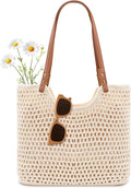 Peicees Crochet Beach Bag For Women Summer Tote Bag Boho Shoulder Bag by Peicees