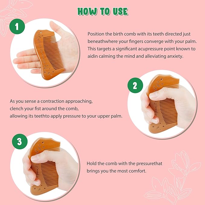 Arrozon Birthing Comb for Labor and Delivery - Wooden Comb for Pregnancy Contractions and Pain Relief