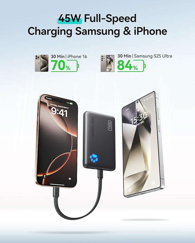 INIU Portable Charger, Ultra Slim 10000mAh 45W PD Power Bank, USB C in&Out Fast - Image 3