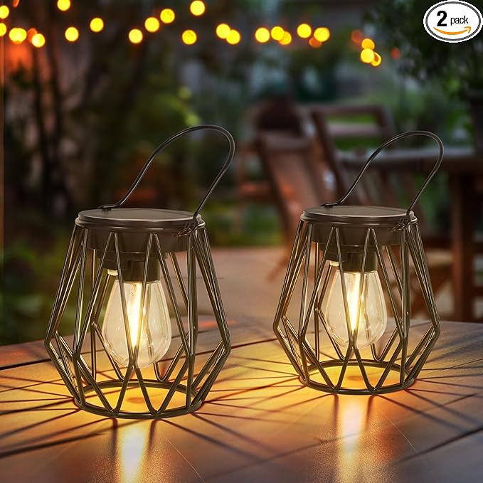 Solar Lanterns Outdoor Waterproof, Upgraded Powered Hanging Solar Lights by Lightupyourlife