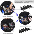 Relavel Extra Large Makeup Case and Makeup Brush Holder Bag, Professional Makeup Organizer, Large Capacity with Adjustable Dividers and Shoulder Strap (Black)