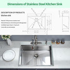 25 x 22 Inch Kitchen Sink, Drop In Stainless Steel Single Bowl Workstation Sink - Image 8