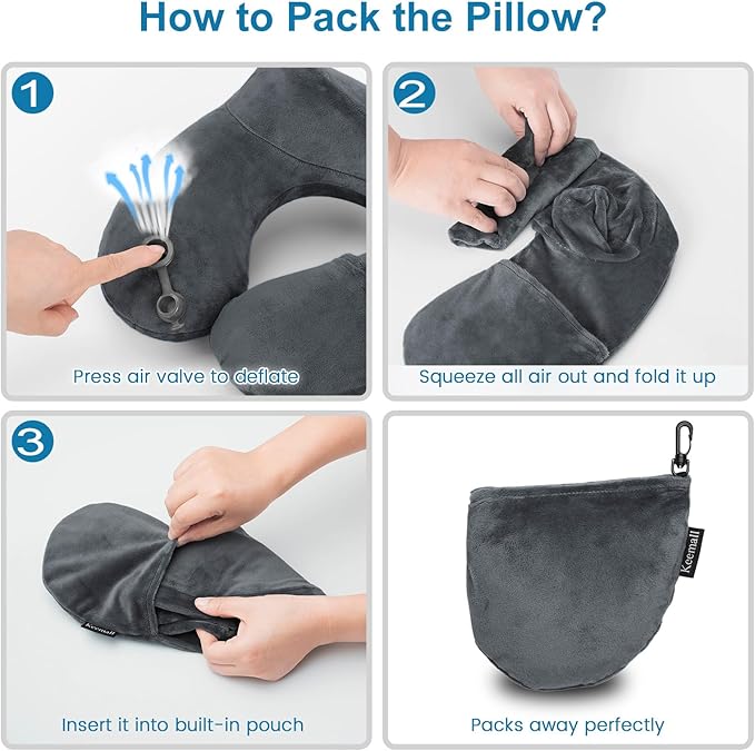 Inflatable Travel Pillows for Airplanes, Easy Blow Up Inflatable Travel Neck - Image 7