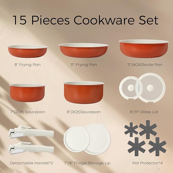 15Pcs Pots and Pans Set Non Stick, Cookware Sets - Image 2