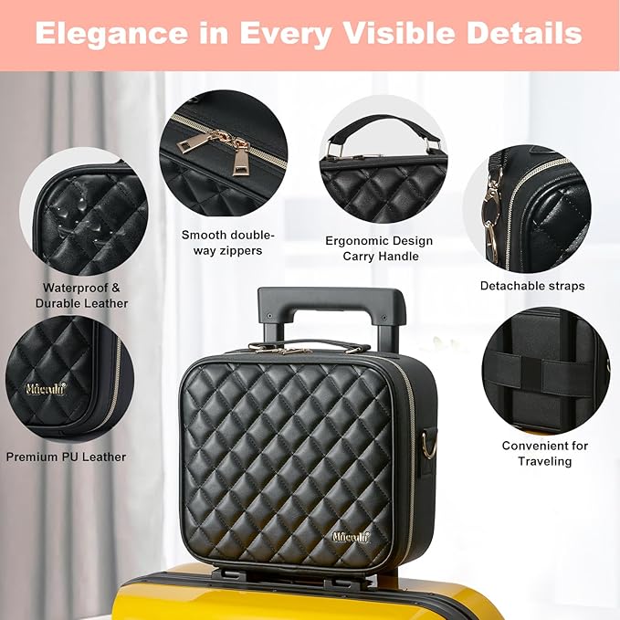 Mocado Travel Makeup Bag with LED Lighted Mirror, Travel Makeup Organizer - Image 5