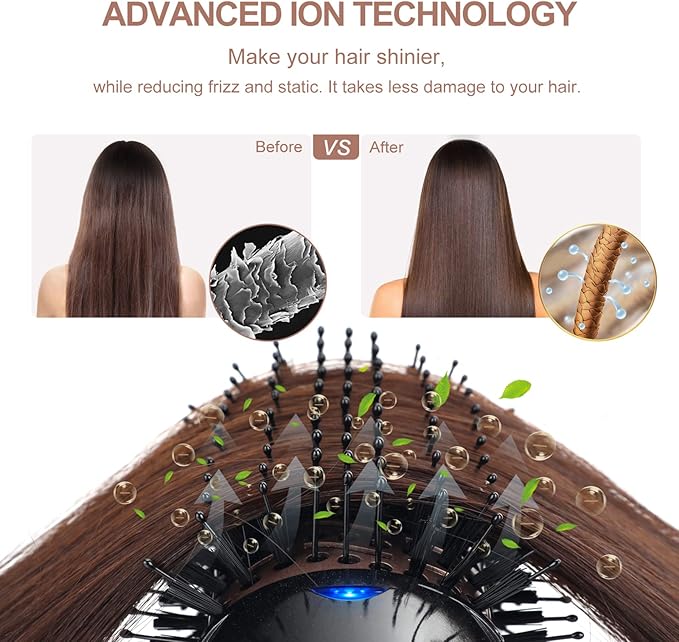 One Step Hair Dryer & Volumizing Hot Air Brush, Blow Dryer, Ceramic Straightener, Curler & Hot Comb 4 in 1 Salon Ionic Brush, Hair Styling Tools, Black