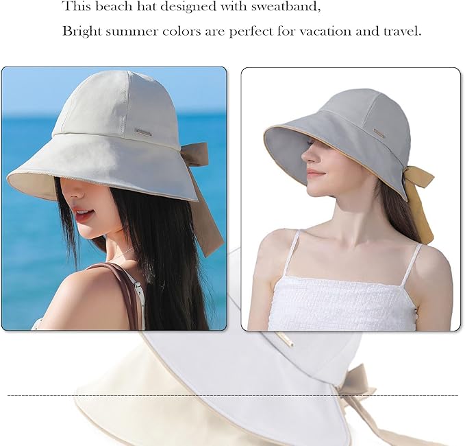 Wide Brim Hats for Woman Foldable Hats Sun Hats for Women uv Protection Bowknot - Image 8