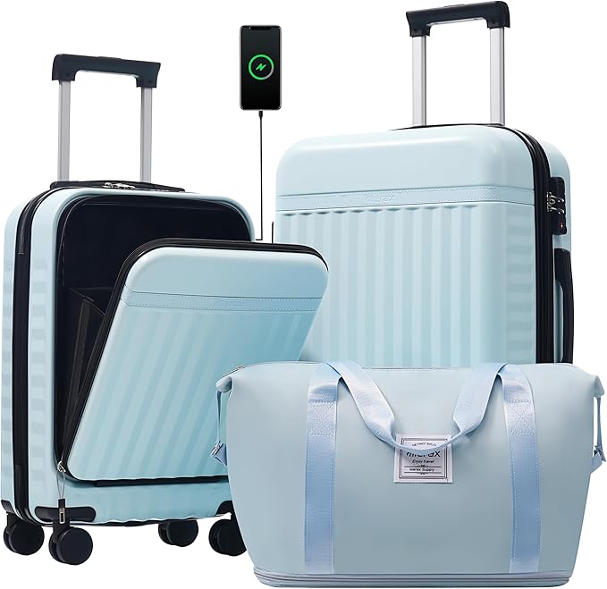 Merax Luggage Sets Front Opening, 2 Piece Hardshell Suitcase by Merax