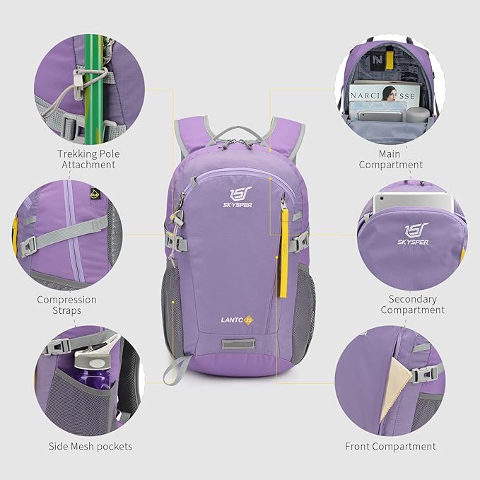 SKYSPER Small Hiking Backpack, 20L Lightweight Travel Backpacks Hiking Daypack - Image 4