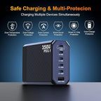 350W USB C Charger, 6-Ports PD3.1 140W Fast Charging Station, GaN Foldable - Image 7