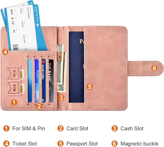 Eoehro Passport Holder for Travel Essentials, Passport Wallet Cover Case for - Image 3