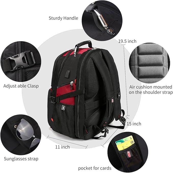 SHRRADOO Extra Large 50L Travel Laptop Backpack - Image 3