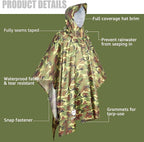 ANYOO Hooded Rain Poncho for Adults Waterproof Lightweight Rain Coat for Men - Image 2
