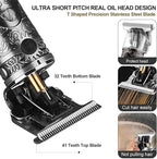 Hair Trimmer for Men, Professional Hair Clippers for Barber, Beard Trimmer for Men, Cordless Edgers Clippers, Ornate Knight T-Blade Close Cutting Trimmer with LCD, Gray