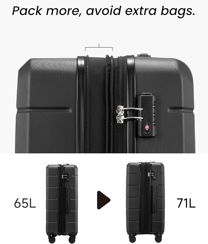 24 Inch Luggage with Spinner Wheels, Expandable Hardside Medium Checked Suitcase - Image 3