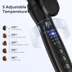 1.50 Inch Curling Iron, 5 Temperature Settings, Professional Spring Hair Iron for All Hair Types, Max 430℉ with Heat Resistant Mat (1 1/2 Inch Black)