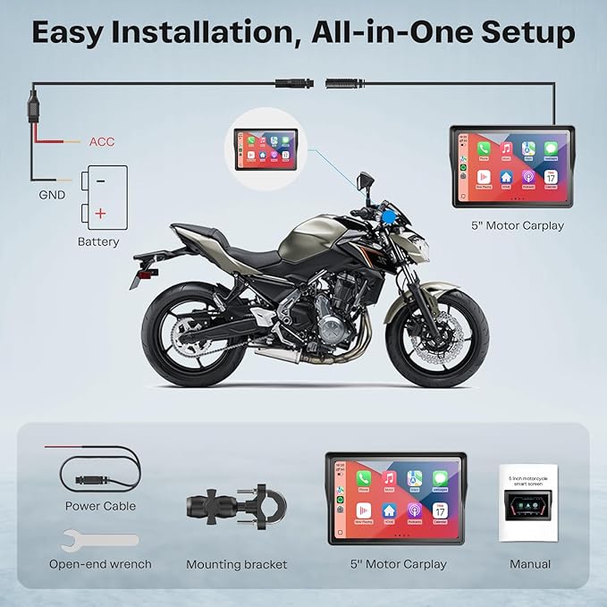 WonVon 5 Inch Motorcycle Carplay GPS Navigation System - Image 9