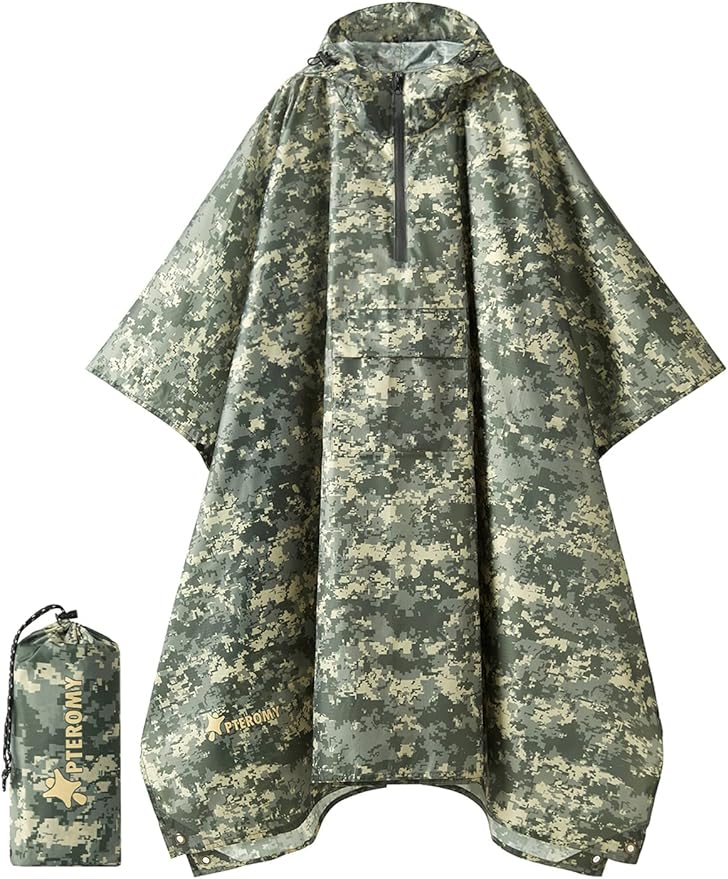 PTEROMY Hooded Rain Poncho for Adult by PTEROMY