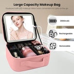 Travel Makeup Bag with LED Mirror Makeup Case with Light Up Mirror Portable - Image 3