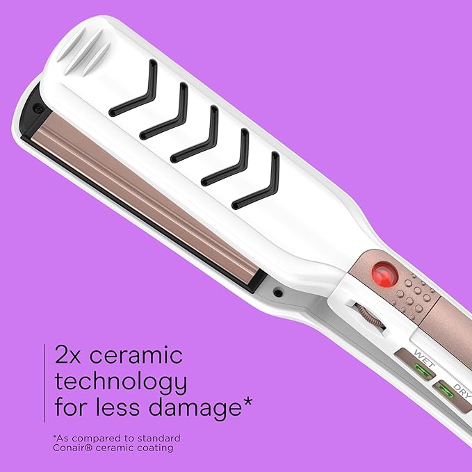 Conair Double Ceramic Flat Iron, 1 1/2-inch Wet-to-Dry Hair Straightener