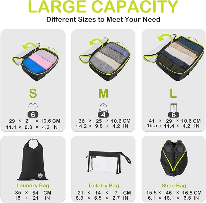 Cipway Compression Packing Cubes Mesh, Lightweight Luggage Organizer Bags - Image 5