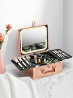 Qislee Makeup Box with A Detachable Lighted Mirror, Waterproof Travel Train Case - Image 8