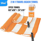 Sfee 2 in 1 Microfiber Beach Towel, Quick Dry Towel Camping Travel Towel Super - Image 6