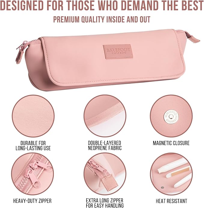 BAREFOOT CARIBOU Hair Tools Travel Bag and Heat Resistant Mat for Flat Irons, Straighteners, Curling Iron, and Haircare Accessories, 2-in-1 design, with Interior Pockets, Portable Organizer