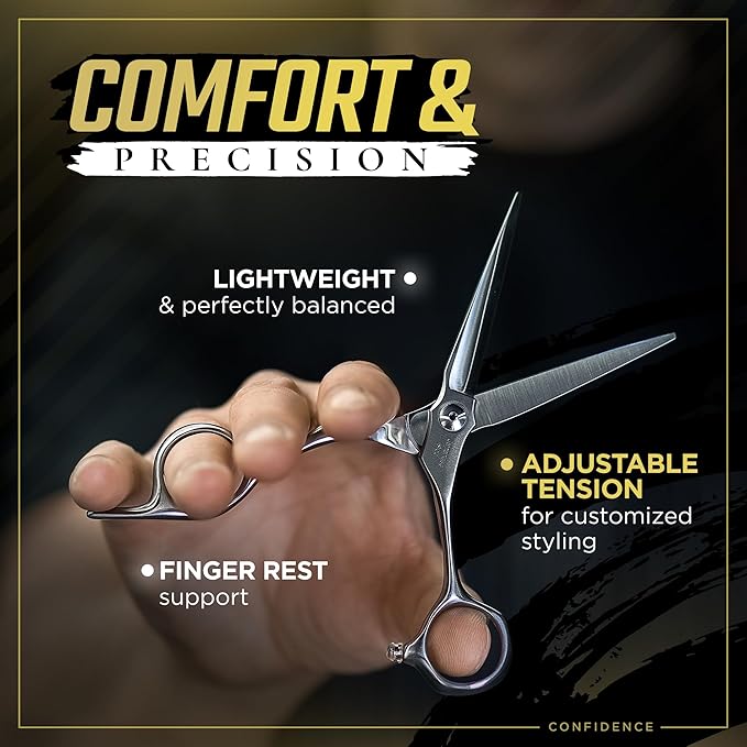 Fagaci Professional Hair Cutting Scissors 6” Japanese Steel for Ultra-Precise Cuts, Razor Sharp Blades Hair Scissors for Women & Men, Extreme Durability Hair Shears, Hair Cutting Barber Scissors
