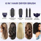 6 in ONE Blow Dryer Brush, Curling Wand Hair Styling Tools Set, Ionic Hot Air Hair Dryer, Massage Oval Hair Dryer, Left&Right Hair Curlers 100-120V