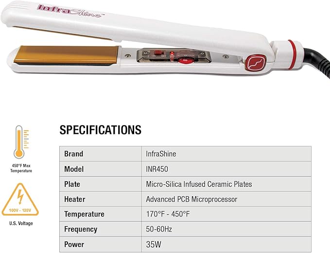 Redline Professional 1" Flat Iron, White Hair Straightener